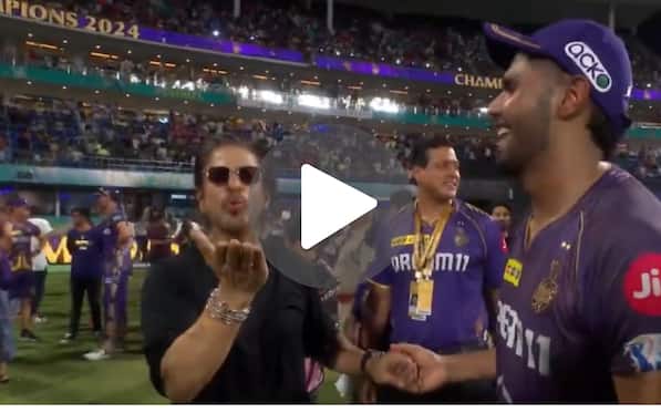 [Watch] Shahrukh Khan Imitates Controversial Flying Kiss Of Harshit Rana After KKR's IPL Win
